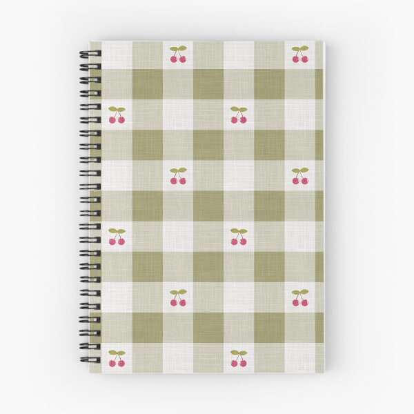 Item preview, Cherries on Olive Avocado Pistachio Green & White Gingham Plaid designed and sold by piptompatternco.