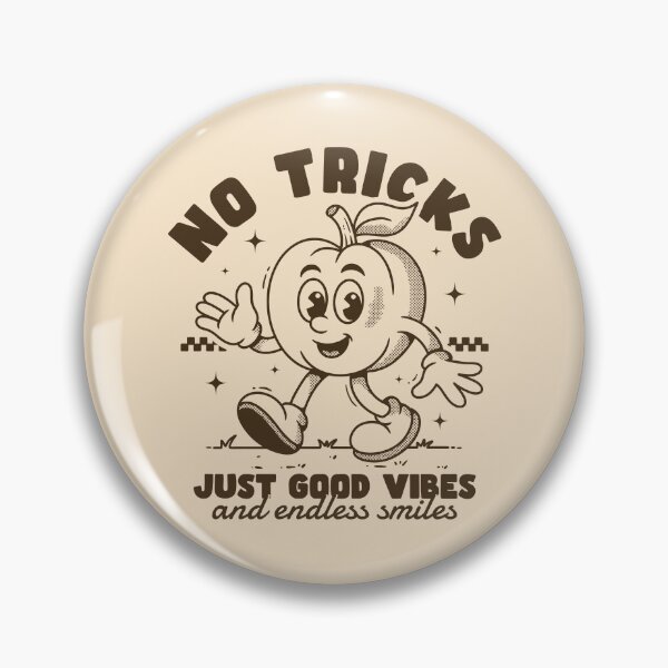 Item preview, No Tricks Just Good Vibes – Retro pumpkin Mascot Vintage Cartoon Style designed and sold by adipra.