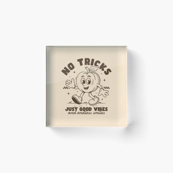 Item preview, No Tricks Just Good Vibes – Retro pumpkin Mascot Vintage Cartoon Style designed and sold by adipra.
