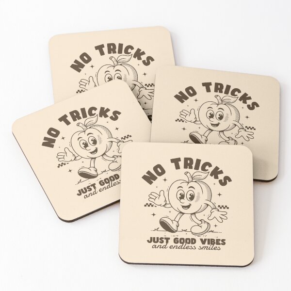 Item preview, No Tricks Just Good Vibes – Retro pumpkin Mascot Vintage Cartoon Style designed and sold by adipra.