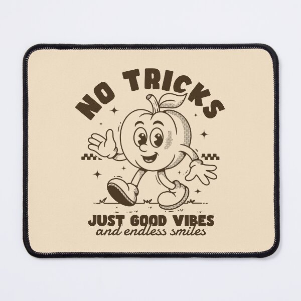 Item preview, No Tricks Just Good Vibes – Retro pumpkin Mascot Vintage Cartoon Style designed and sold by adipra.