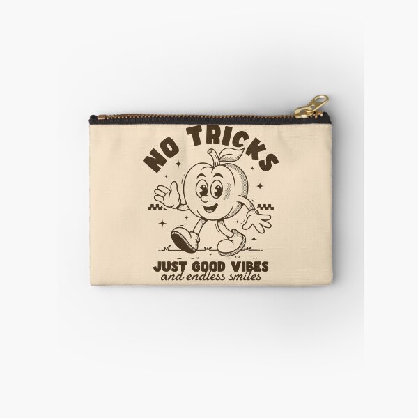 Item preview, No Tricks Just Good Vibes – Retro pumpkin Mascot Vintage Cartoon Style designed and sold by adipra.