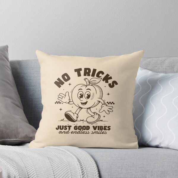 Item preview, No Tricks Just Good Vibes – Retro pumpkin Mascot Vintage Cartoon Style designed and sold by adipra.