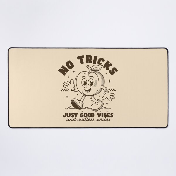 Item preview, No Tricks Just Good Vibes – Retro pumpkin Mascot Vintage Cartoon Style designed and sold by adipra.