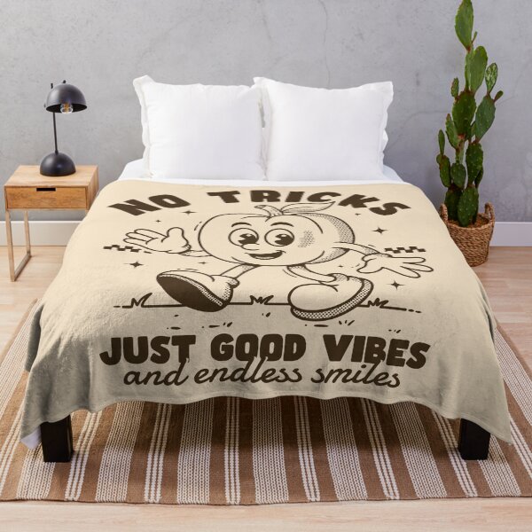 Item preview, No Tricks Just Good Vibes – Retro pumpkin Mascot Vintage Cartoon Style designed and sold by adipra.