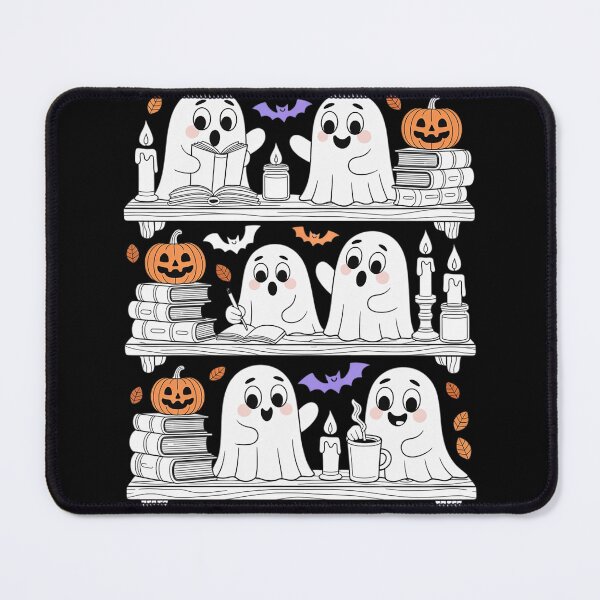 Item preview, Ghosts Reading Book Halloween Bookshelf Spooky Library designed and sold by KonstanKoraner.