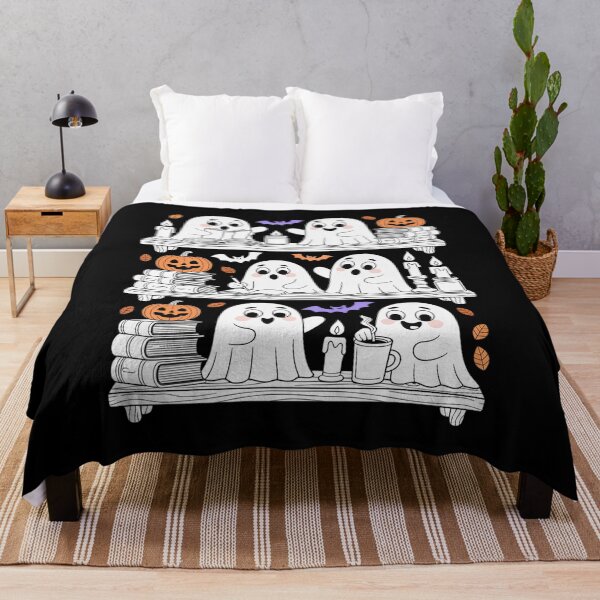 Item preview, Ghosts Reading Book Halloween Bookshelf Spooky Library  designed and sold by KonstanKoraner.