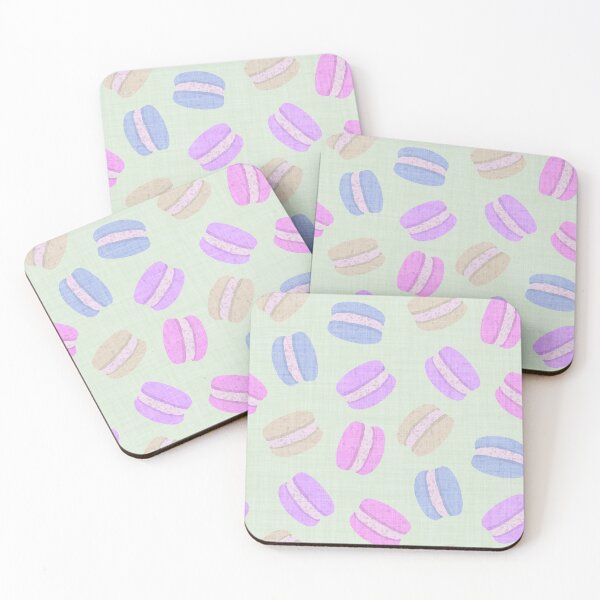Item preview, Tossed Macarons in Pastel Shades on Soft Green Linen Look Background designed and sold by piptompatternco.
