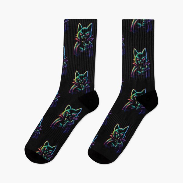 Item preview, Glitch Vampire Cat & Bat – Neon Digital Art designed and sold by BoldApparel.