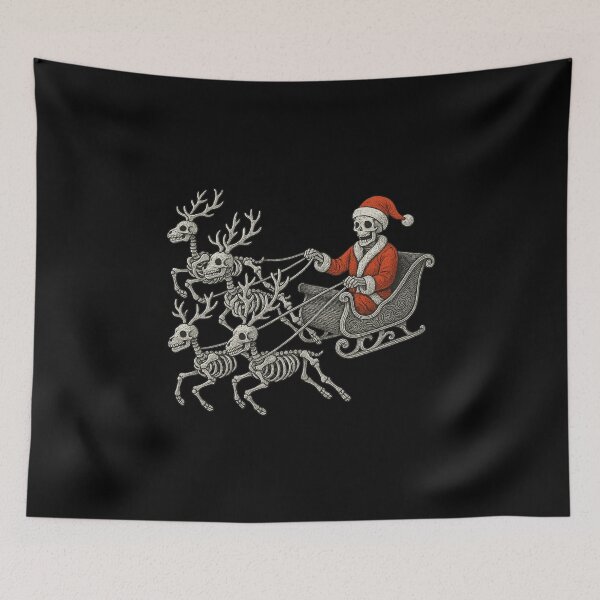 Item preview, Skeleton Santa’s Sleigh Ride – Gothic Christmas Design designed and sold by getpressedshirt.