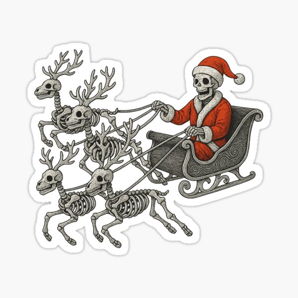 Item preview, Skeleton Santa’s Sleigh Ride – Gothic Christmas Design designed and sold by getpressedshirt.