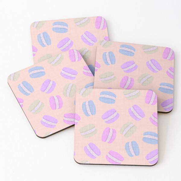 Item preview, Tossed Macarons in Pastel Shades on Soft Pale Peach Apricot Linen Look Background designed and sold by piptompatternco.