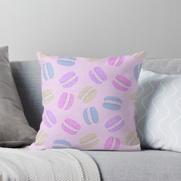 Item preview, Tossed Macarons in Pastel Shades on Soft Pale Baby Pink Linen Look Background designed and sold by piptompatternco.