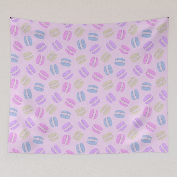 Item preview, Tossed Macarons in Pastel Shades on Soft Pale Baby Pink Linen Look Background designed and sold by piptompatternco.
