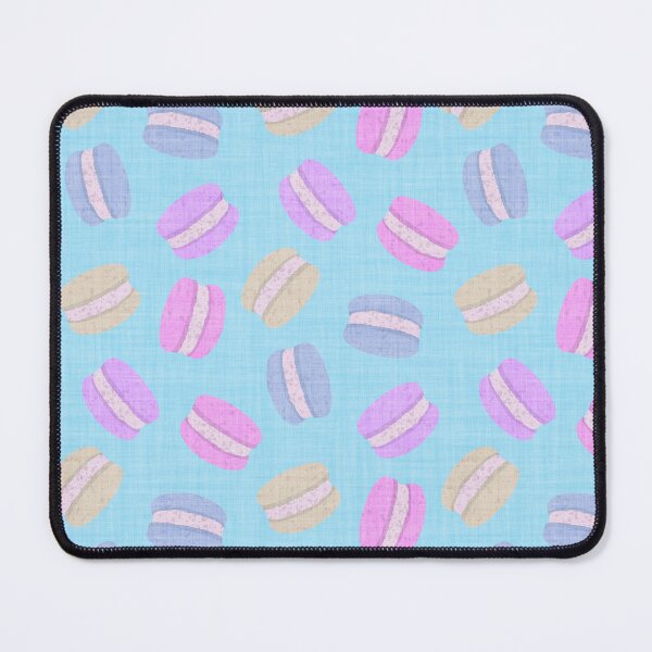 Item preview, Tossed Macarons in Pastel Shades on Aqua Turquoise Blue Linen Look Background designed and sold by piptompatternco.