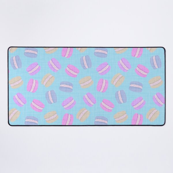 Item preview, Tossed Macarons in Pastel Shades on Aqua Turquoise Blue Linen Look Background designed and sold by piptompatternco.