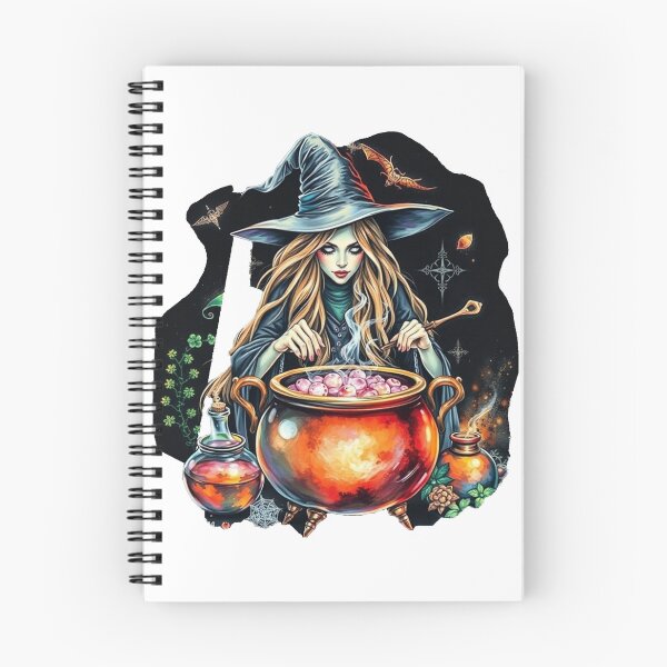 Item preview, Enchanting Witch Brewing Magical Potion in Bubbling Cauldron - Halloween Witchy Art Fantasy Illustration designed and sold by EllDAV777.
