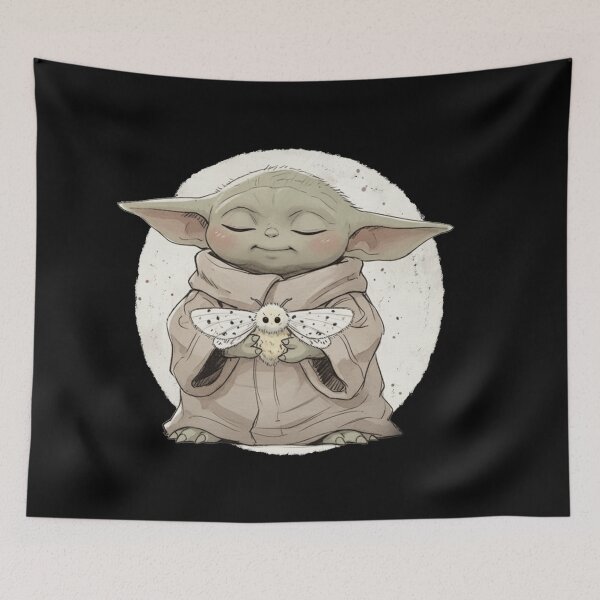 Item preview, BABY YODA WITH WOOLLY BEAR MOTH (SPILOSOMA VIRGINICA) designed and sold by LIS AND MELIVERSO.