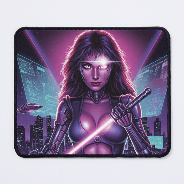 Item preview, Neon Cyborg Warrior: Synthwave Retrowave Style designed and sold by JonelleTshirts.