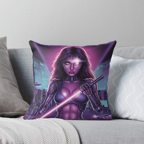Item preview, Neon Cyborg Warrior: Synthwave Retrowave Style designed and sold by JonelleTshirts.