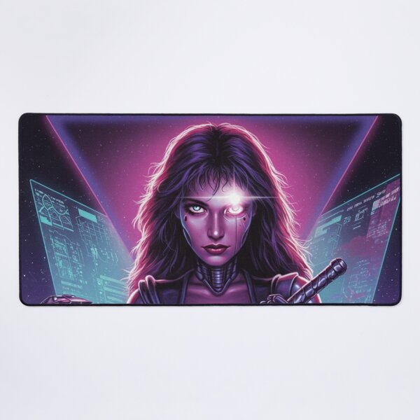 Item preview, Neon Cyborg Warrior: Synthwave Retrowave Style designed and sold by JonelleTshirts.
