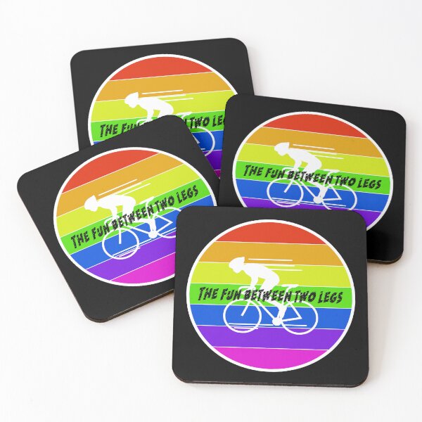 Item preview, The Fun Between Two Legs – Funny Cycling Design with Rainbow Speeding Cyclist designed and sold by downUnderInk.