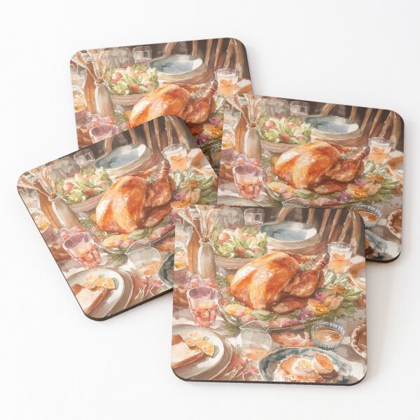 Item preview, Harvest Warmth: Watercolor Thanksgiving Table designed and sold by ArgentoArt.