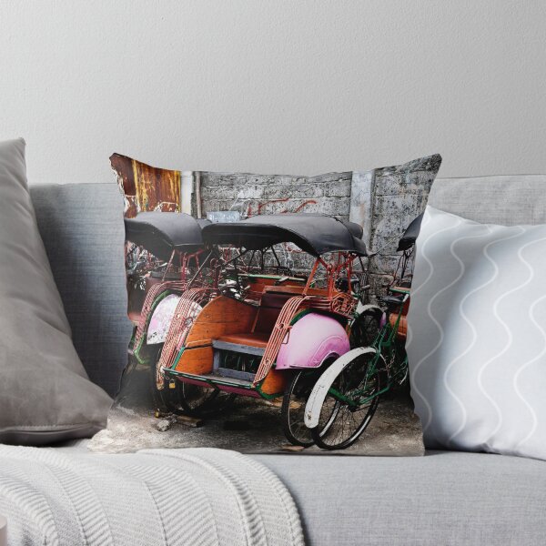 Item preview, Traditional becaks lined up beneath the city's worn walls designed and sold by franck380.