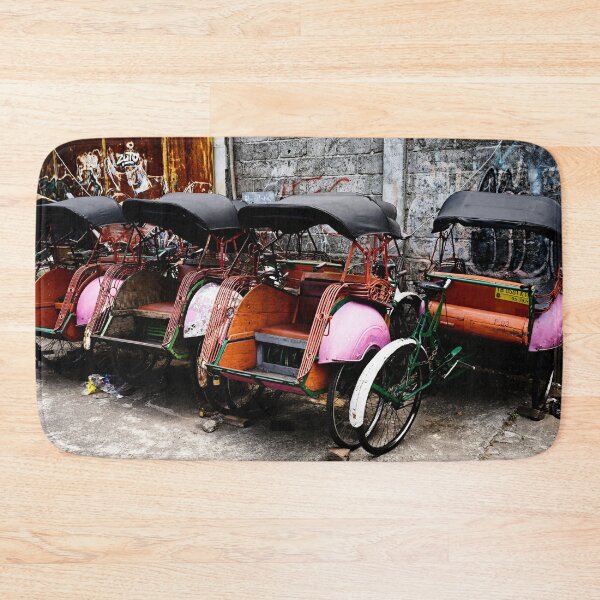 Item preview, Traditional becaks lined up beneath the city's worn walls designed and sold by franck380.
