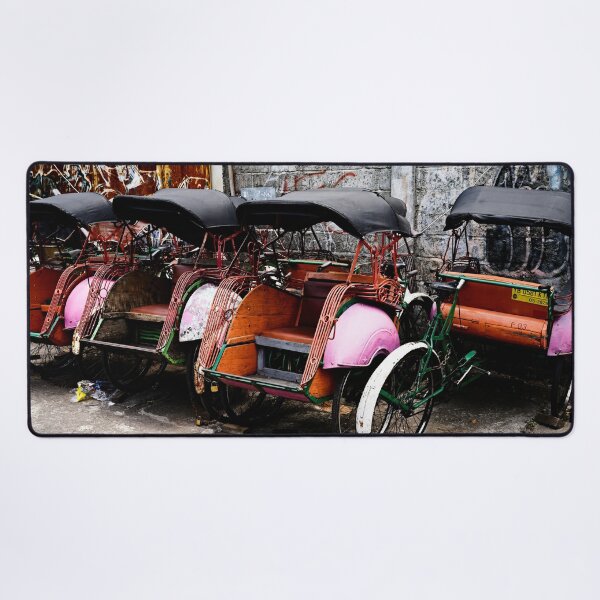 Item preview, Traditional becaks lined up beneath the city's worn walls designed and sold by franck380.