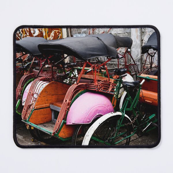 Item preview, Traditional becaks lined up beneath the city's worn walls designed and sold by franck380.