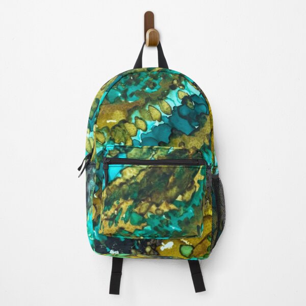 Item preview, Green Teal Yellow Black Alcohol Ink Print designed and sold by Something Good Here.