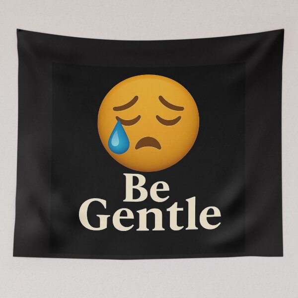Item preview, Be Gentle - Crying  Emoji Design or Funny Doormat designed and sold by BlackArtMedia.