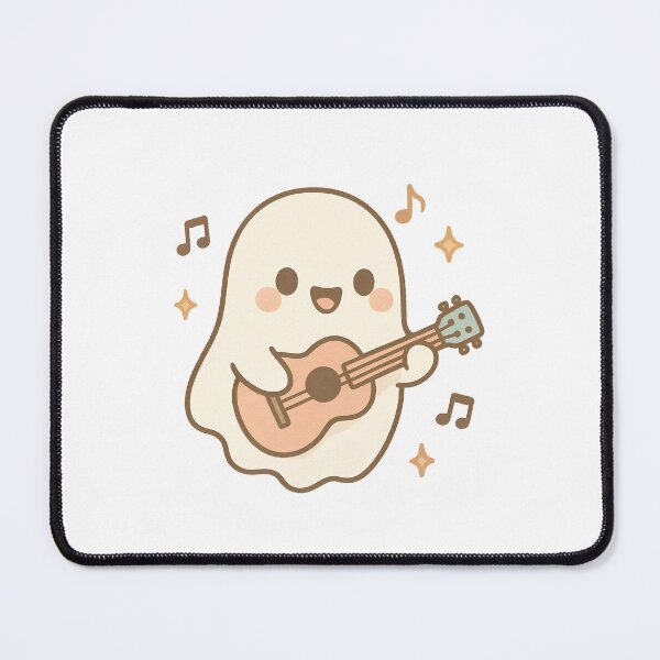 Item preview, Cute Ghost Playing Guitar with Musical Notes designed and sold by ArtSparkCo.