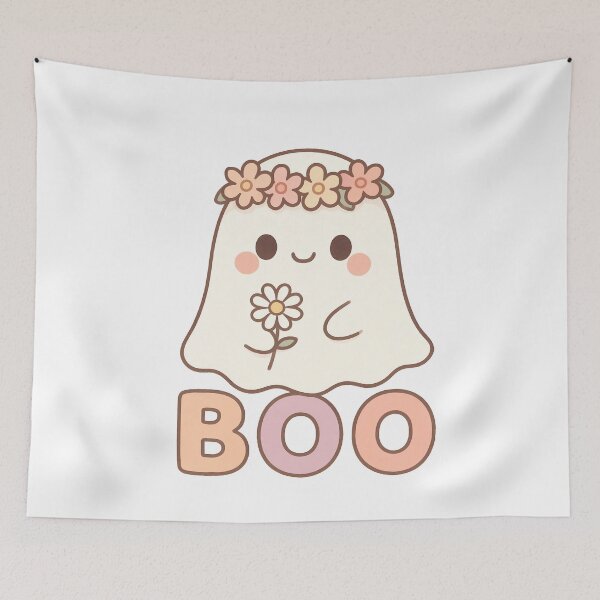 Item preview, Cute Kawaii Ghost with Flowers and Pastel Boo designed and sold by ArtSparkCo.