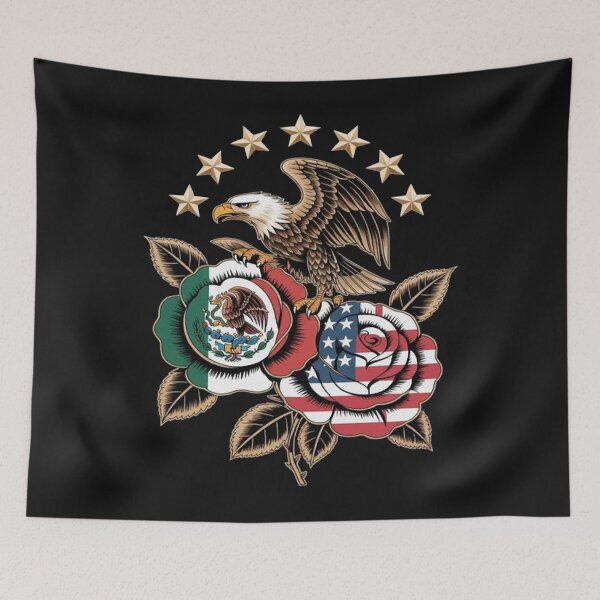 Item preview, Mexico USA Flag Mexican Flag American Flag Rose Flower designed and sold by Vastingan.