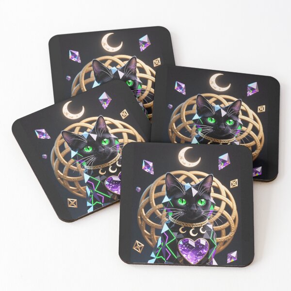 Item preview, Crystal Spirit Familiar - Mystical Night Crystal Cat Halloween Guardian designed and sold by Geometric Grove.