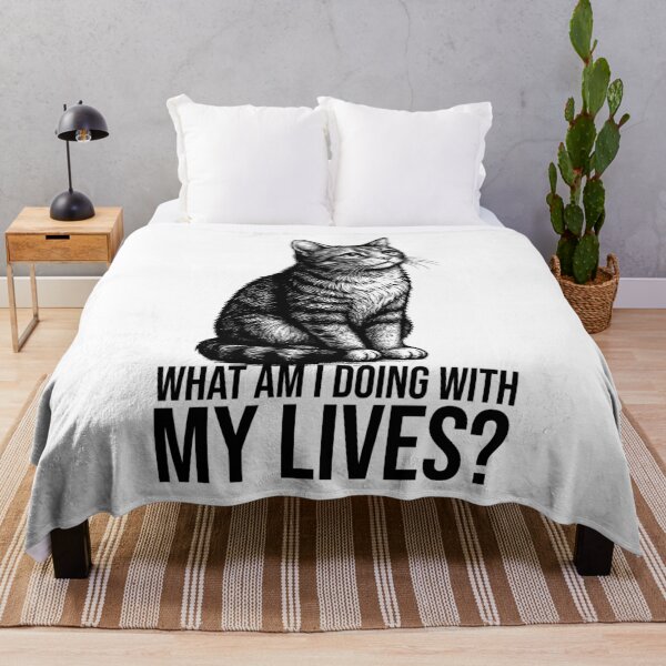Item preview, Funny Cat – “What Am I Doing With My Lives?” Design designed and sold by xndrlab.