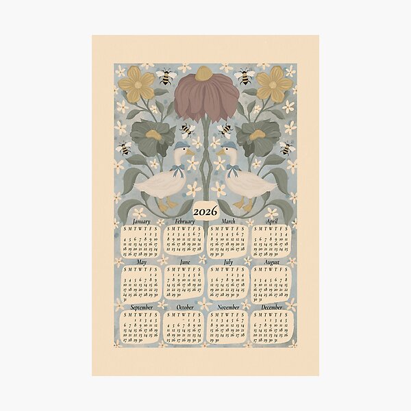 Artikelvorschau, Cottage Garden Gänse 2026 Kalender entworfen und verkauft von Mysooni.