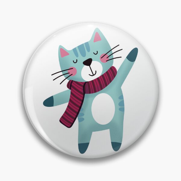 Item preview, Cute Blue Cartoon Cat Wearing A Red Scarf designed and sold by Doodle Moon Studios.