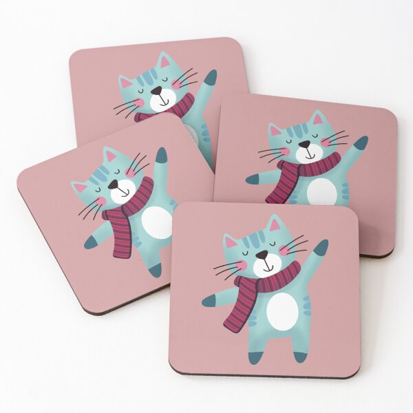 Item preview, Cute Blue Cartoon Cat Wearing A Red Scarf designed and sold by Doodle Moon Studios.