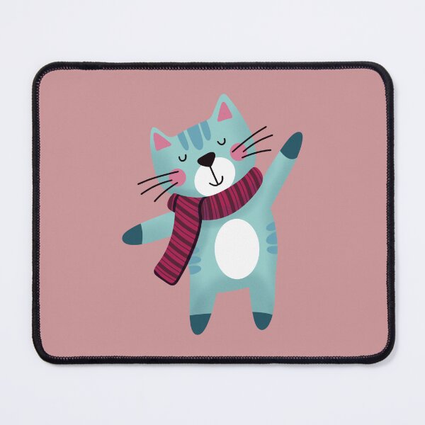 Item preview, Cute Blue Cartoon Cat Wearing A Red Scarf designed and sold by Doodle Moon Studios.