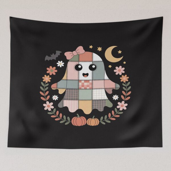 Item preview, Patchwork Quilt Ghost Coquette Pumpkin Fall Floral Halloween designed and sold by Ikwalima.