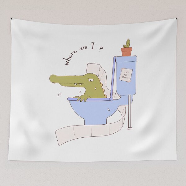 Item preview, Lost Crocodile In The Toilet designed and sold by HuValverdeArt.