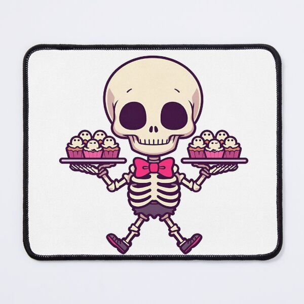 Item preview, Cute Skeleton with Cupcakes – Kawaii Halloween Baking Illustration designed and sold by ArtSparkCo.