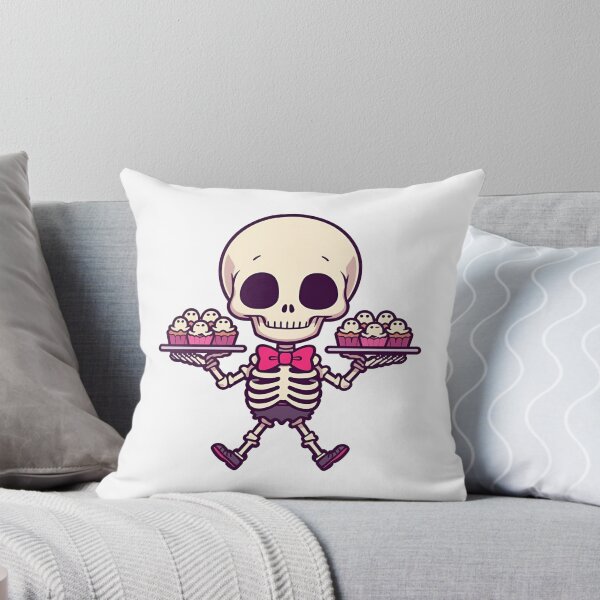 Item preview, Cute Skeleton with Cupcakes – Kawaii Halloween Baking Illustration designed and sold by ArtSparkCo.