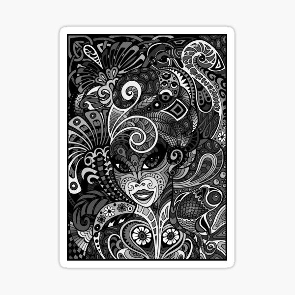 Dame Doodle v3 (grey) Sticker