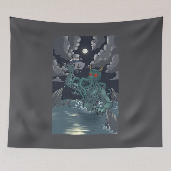 Item preview, Cthulhu Monster under full Moon designed and sold by HBOriginalsArt.