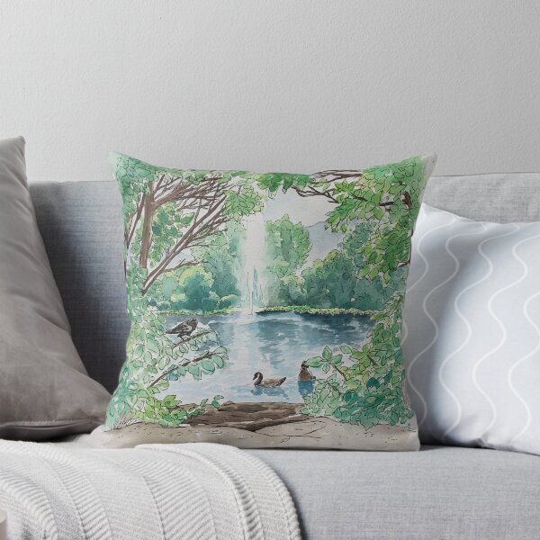 Item preview, Birds at a Lake with a fountain designed and sold by HBOriginalsArt.