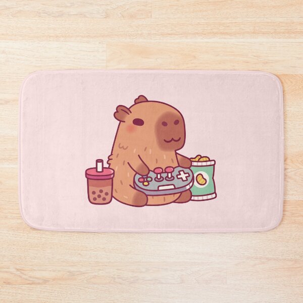 Item preview, Cute Capybara Playing Video Games With Boba And Chips designed and sold by rustydoodle.